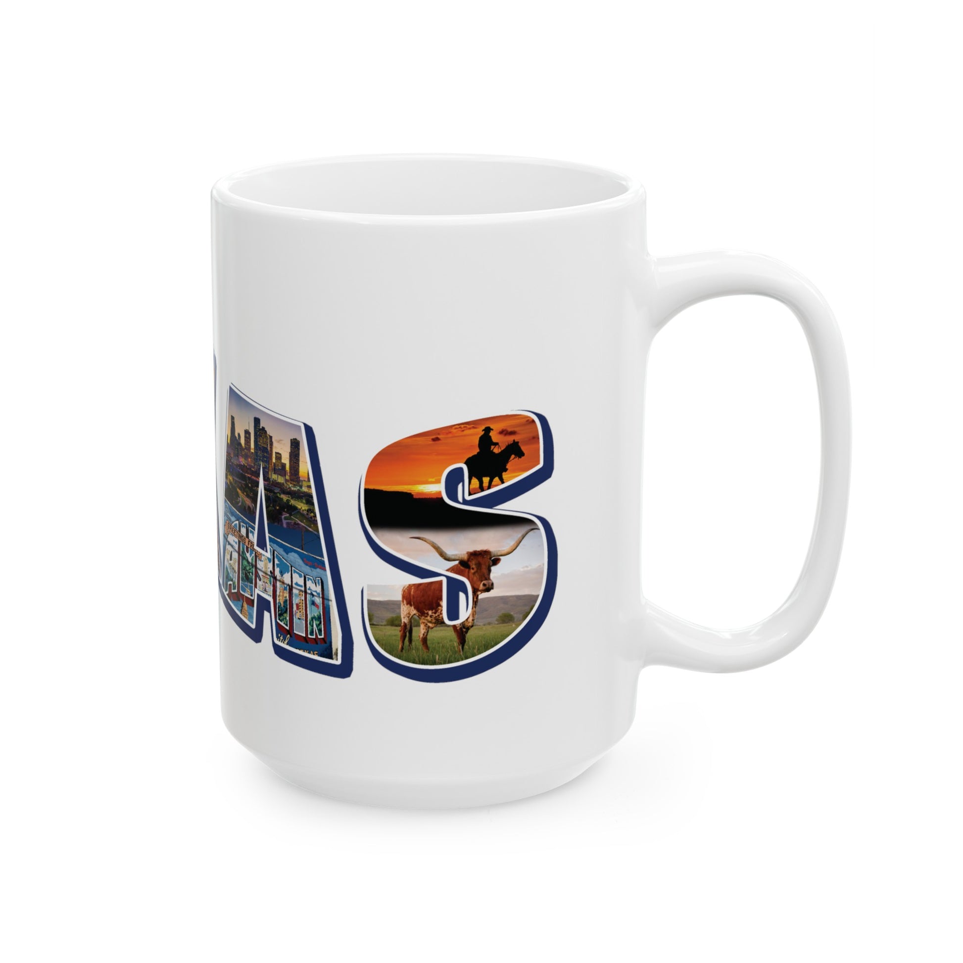 Texas State Collage Ceramic Mug, (11oz, 15oz) city cities collage 