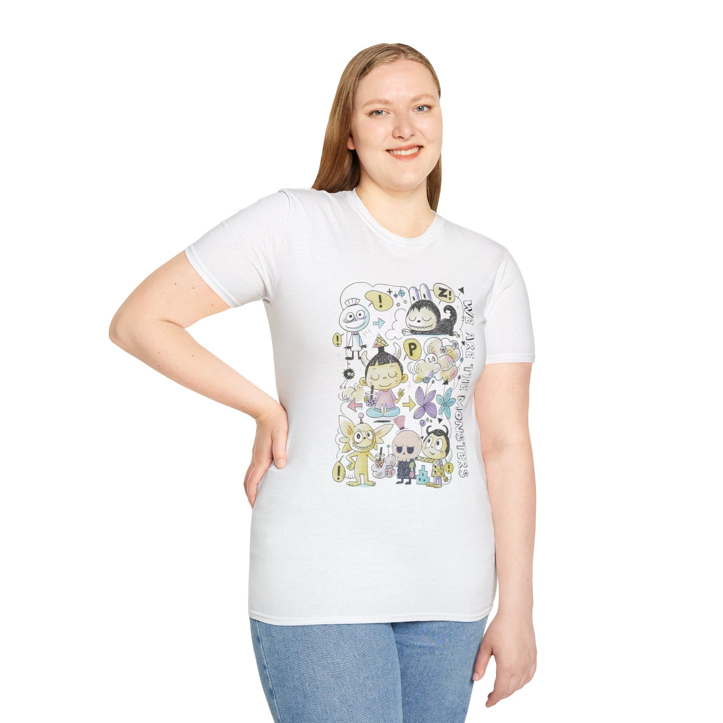 We Are The Monsters x Bubble Tea (Sketch Labubu-Inspired) Adult Unisex Shirt