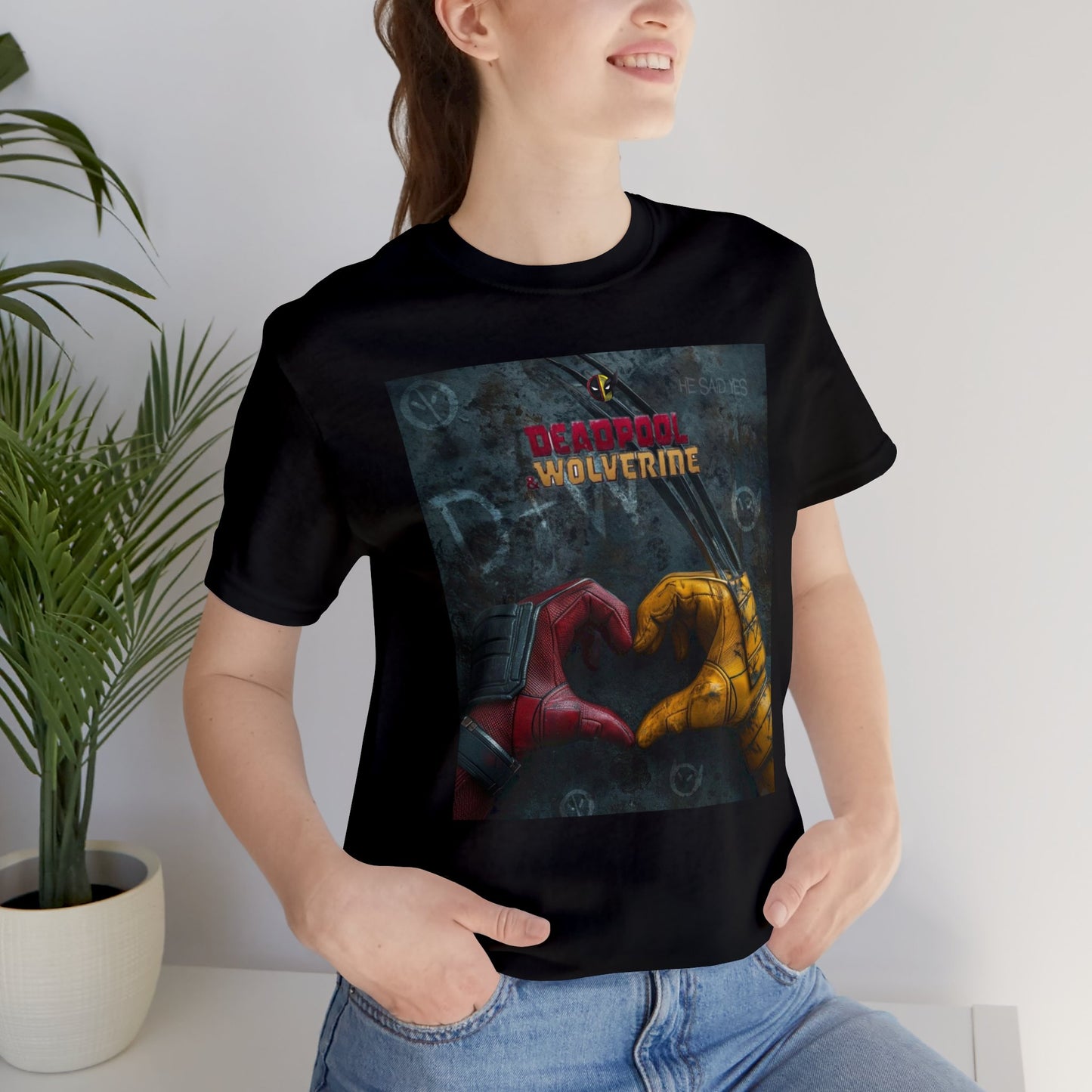 Deadpool & Wolverine hearts love humor movie Unisex shirt