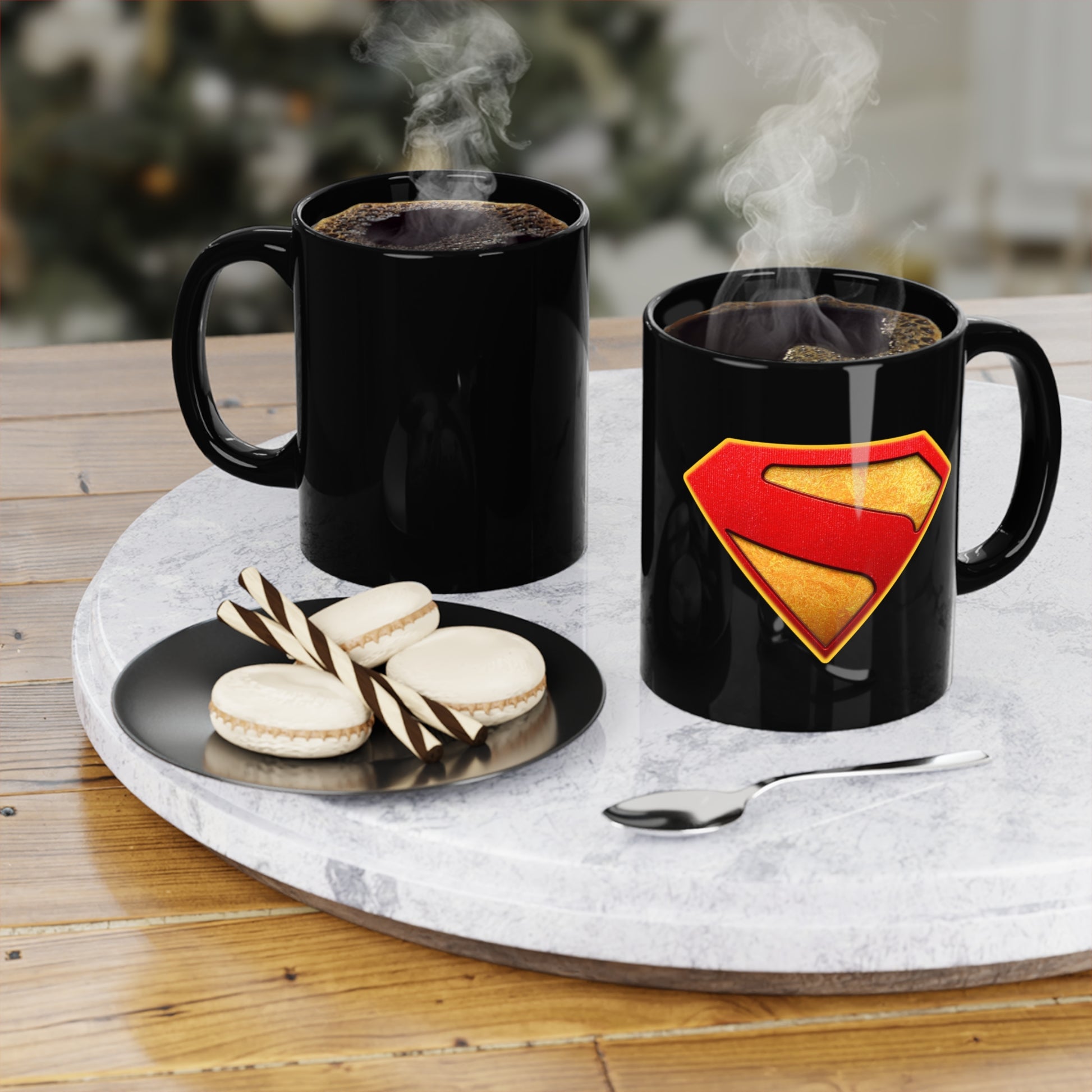 Superman Legacy Inspired (New Logo and Movie 2025) Black Coffee Mug, 11oz