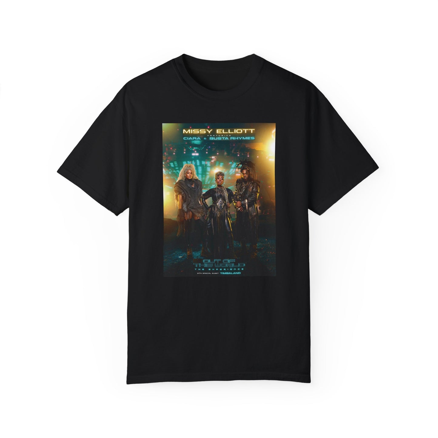 Missy Elliott Ciara Busta Rhymes Out of this world tour Unisex Garment-Dyed tee