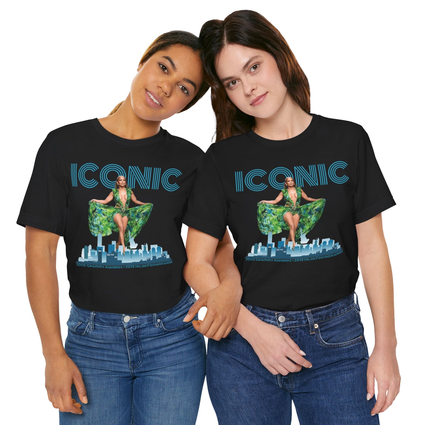 ICONIC 2000 & 2019 JLO Green Versace Dress Unisex Jersey Tee