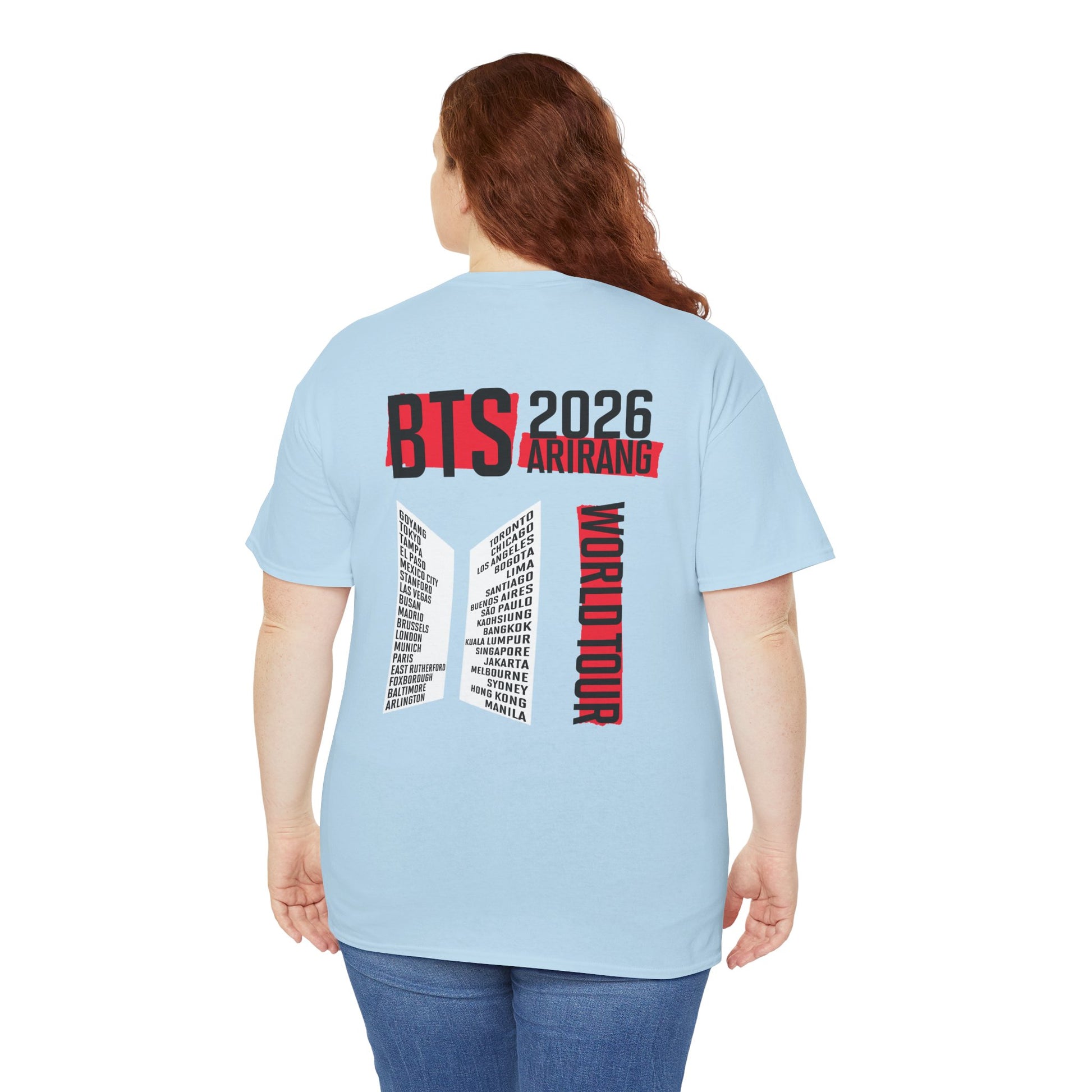 BTS TOUR SHIRT USA FREE SHIPPING DOUBLE SIDED TOUR DATES 2025 ARIRANG