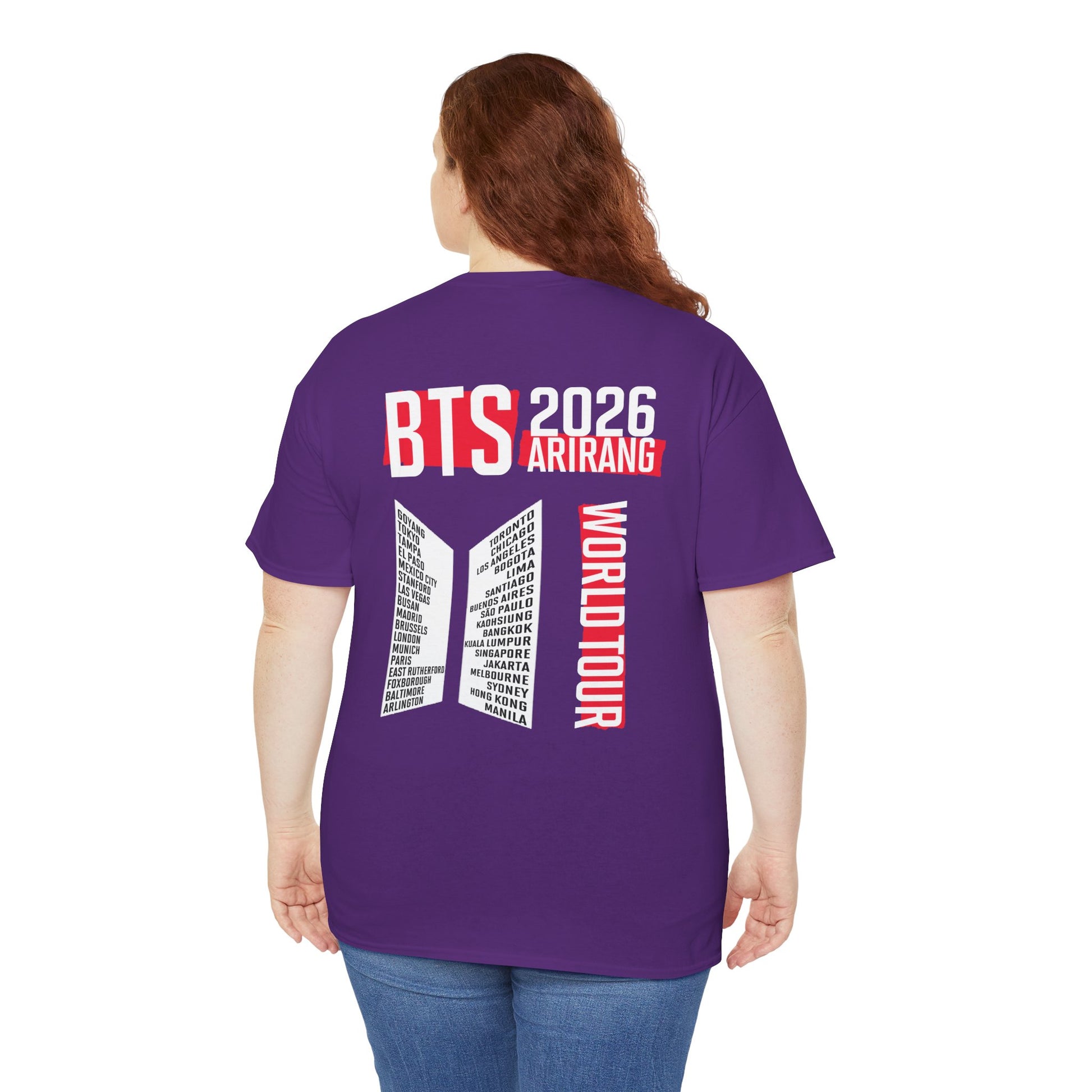 BTS TOUR SHIRT USA FREE SHIPPING DOUBLE SIDED TOUR DATES 2025 ARIRANG