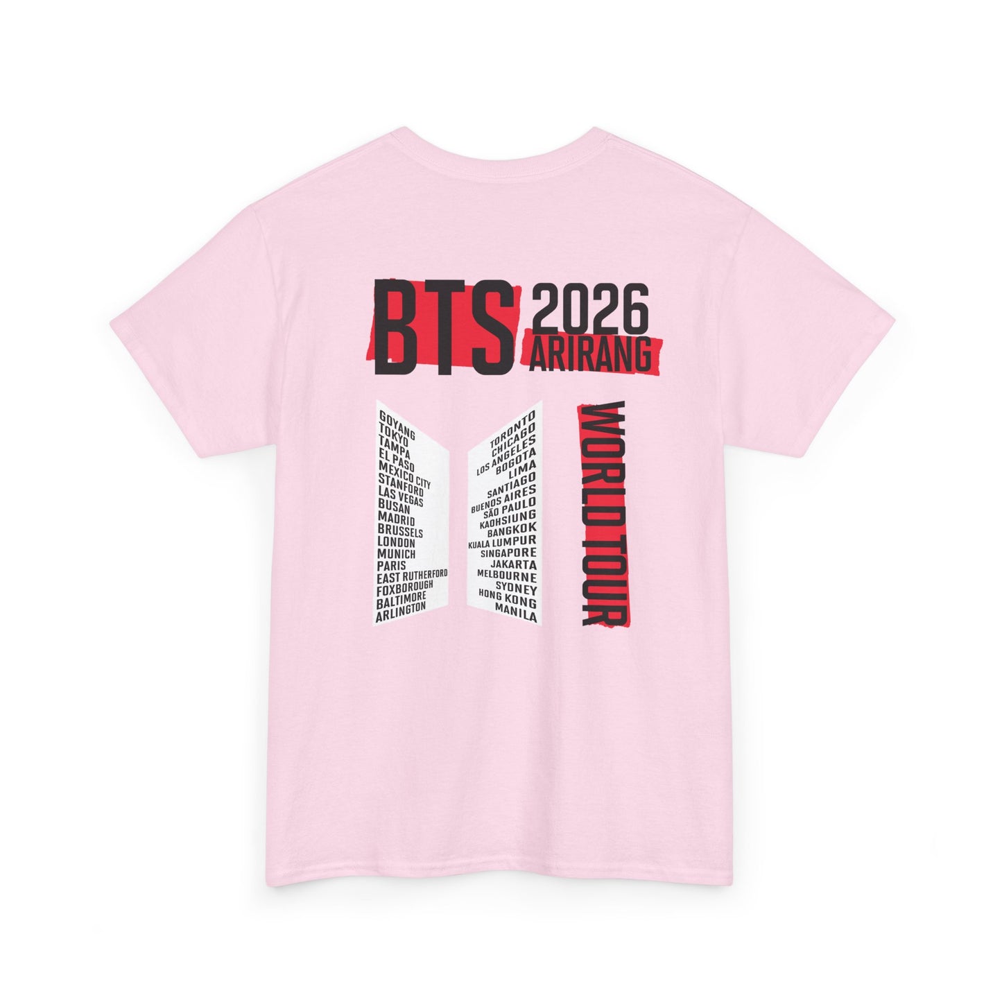 BTS TOUR SHIRT USA FREE SHIPPING DOUBLE SIDED TOUR DATES 2025 ARIRANG