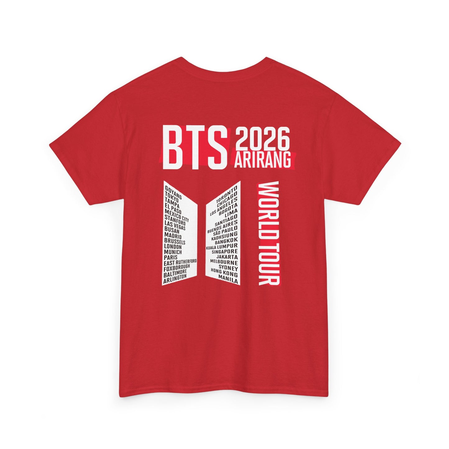 BTS TOUR SHIRT USA FREE SHIPPING DOUBLE SIDED TOUR DATES 2025 ARIRANG