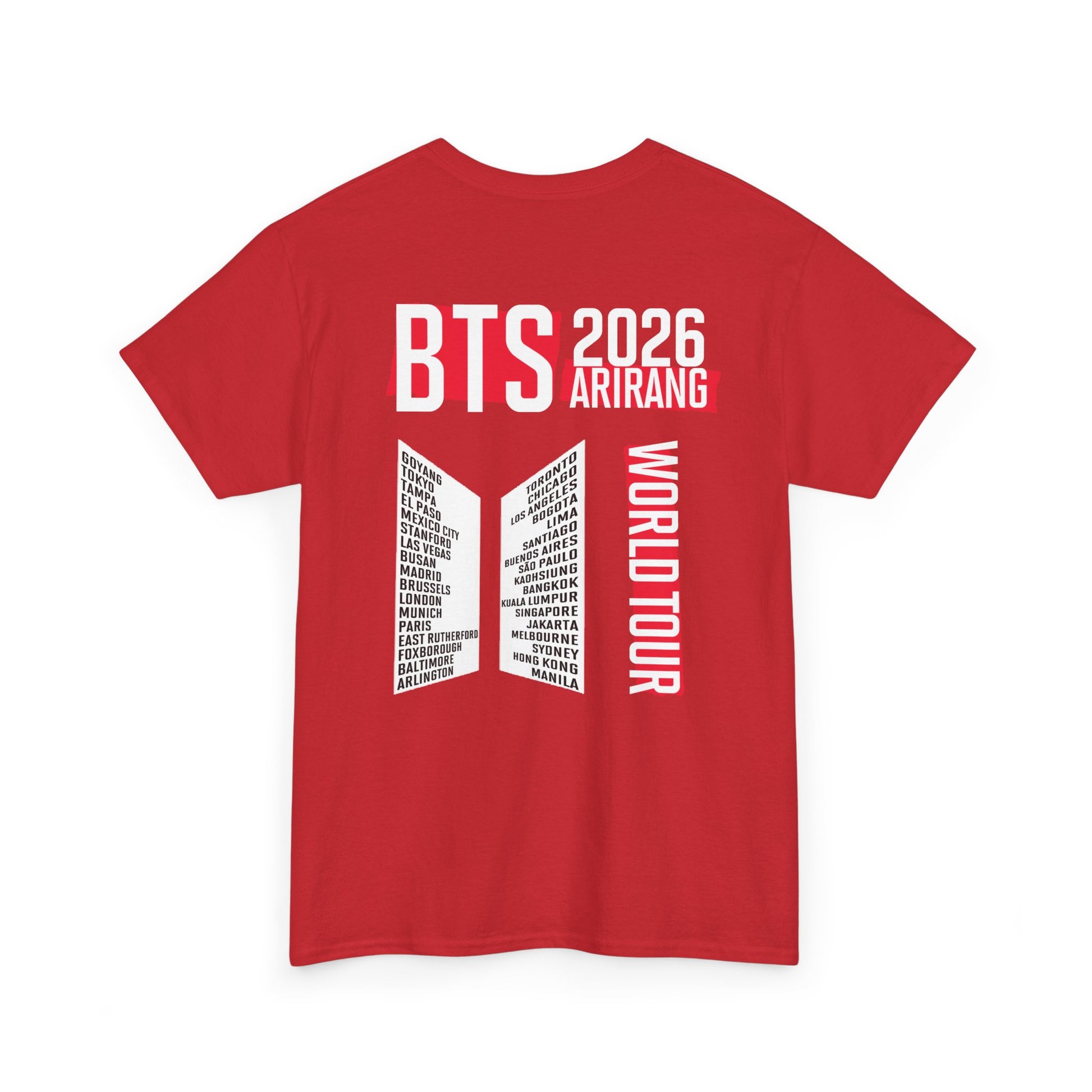 BTS TOUR SHIRT USA FREE SHIPPING DOUBLE SIDED TOUR DATES 2025 ARIRANG