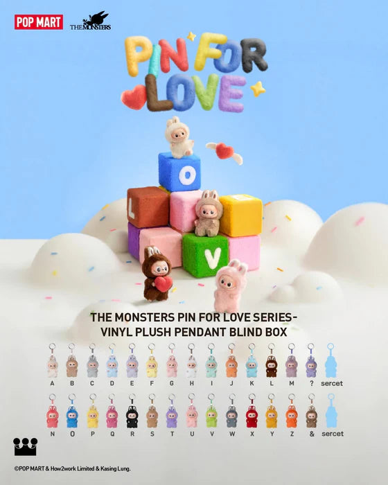THE MONSTERS Pin for Love Series-Vinyl Plush Pendant Blind Box (Set)