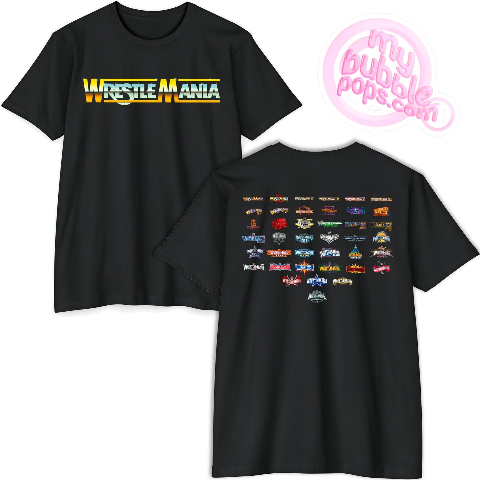 Wrestlemania logo 1-40 wwe history unisex Jersey T-shirt