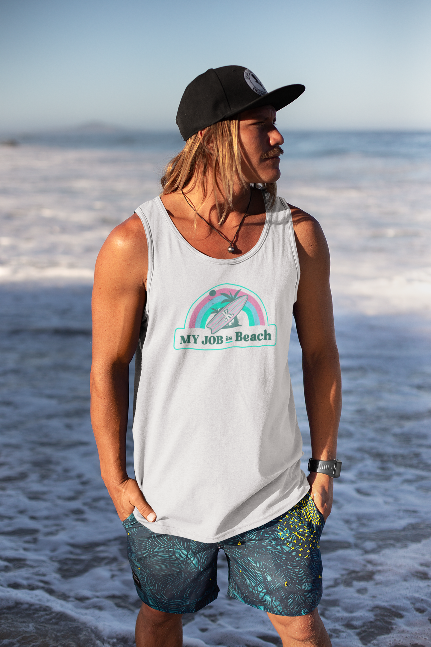 My job is beach Unisex Jersey Tanktop Ken and Barbie summer